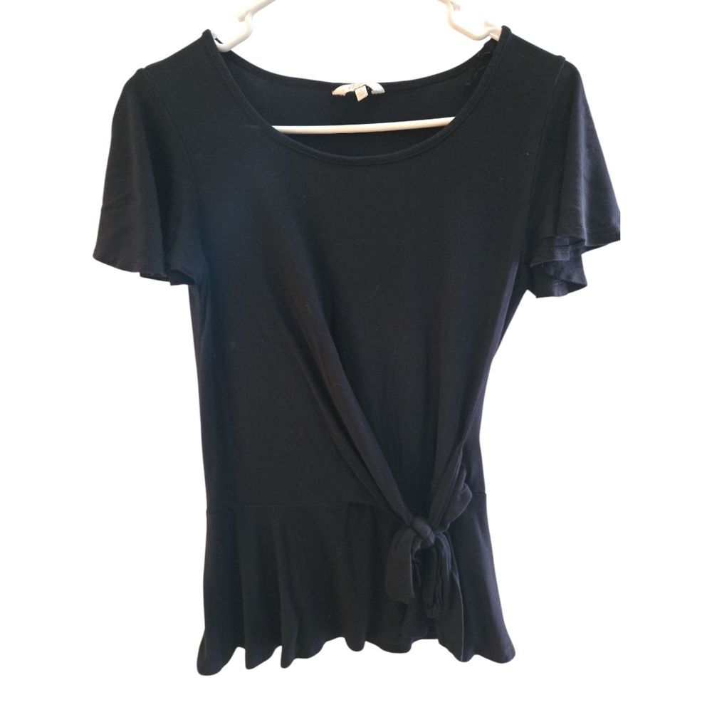 Candies Elegant Black Tie-Front Top SZ S